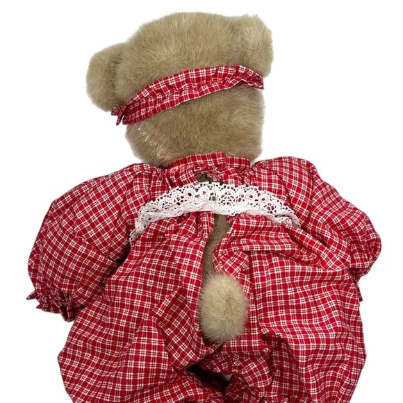 Russ‎ Berrie Teddy Bear 17” Trafalgar Checked Red Romper Headband Lace Weighted - Picture 8 of 9